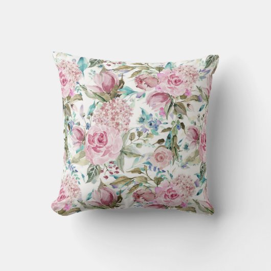 Vintages Landchic-Rosa-aquamariner Lavendel mit Kissen (Vorderseite)