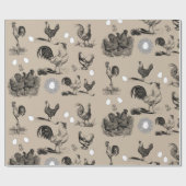 Vintages Landhühnerroster-Eiermuster Geschenkpapier (Flach)