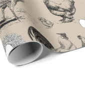 Vintages Landhühnerroster-Eiermuster Geschenkpapier (Rolleneckpunkt)