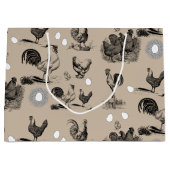 Vintages Landhühnerroster-Eiermuster Große Geschenktüte (Vorderseite)