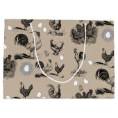 Vintages Landhühnerroster-Eiermuster Große Geschenktüte (Rückseite)