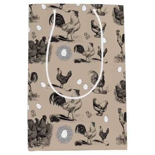 Vintages Landhühnerroster-Eiermuster Mittlere Geschenktüte (Vorderseite)