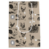 Vintages Landhühnerroster-Eiermuster Mittlere Geschenktüte (Rückseite)