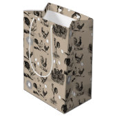 Vintages Landhühnerroster-Eiermuster Mittlere Geschenktüte (Rückseite Schrägansicht)