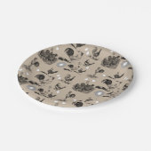 Vintages Landhühnerroster-Eiermuster Pappteller (Schrägansicht)