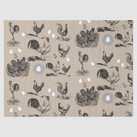 Vintages Landhühnerroster-Eiermuster Seidenpapier (Vorderseite)