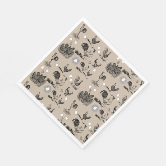 Vintages Landhühnerroster-Eiermuster Serviette (Ecke)