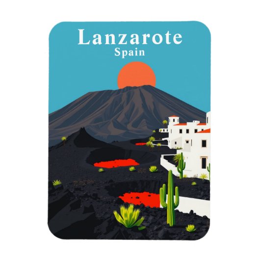 Vintages Lanzarote Spanien Reisen Souvenir Magnet (Vertikal)