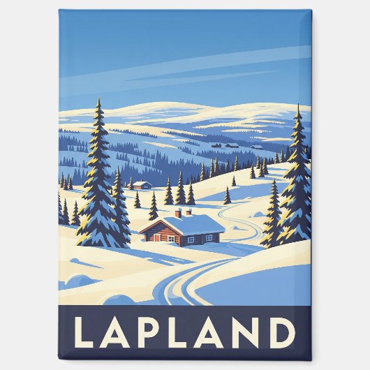Vintages Lappland Finnland Magnet (Vorderseite)