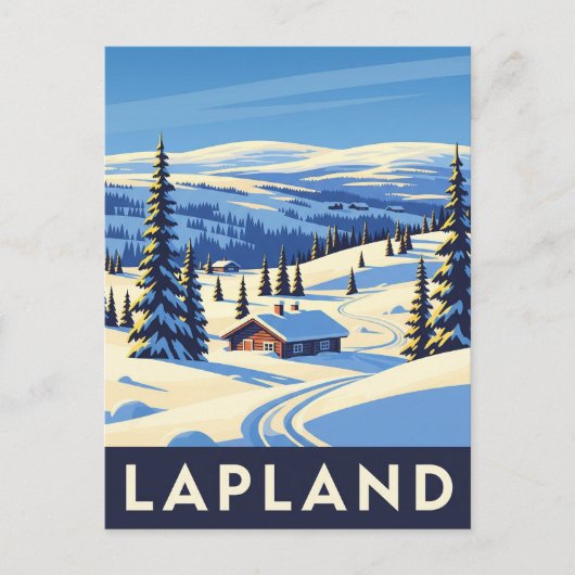 Vintages Lappland Finnland Postkarte (Vorderseite)