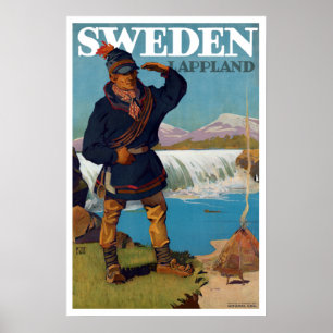 Vintages Lappland Schweden Poster
