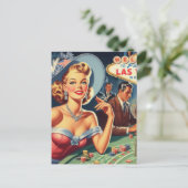 Vintages Las Vegas Casino Button Postkarte (Stehend Vorderseite)