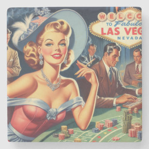 Vintages Las Vegas Casino Button Steinuntersetzer