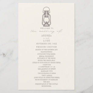 Vintages Laternenamethyst-Hochzeitsprogramm