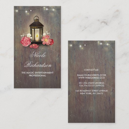 Vintages Laternenwald und rustikales Waldland Visitenkarte (Vorne/Hinten)