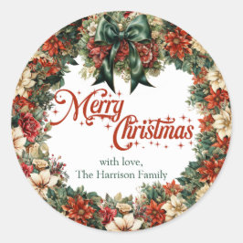 Vintages Laubkraut, grünes Band und Lux Gold Runder Aufkleber