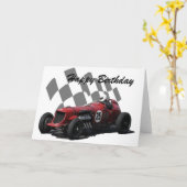 Vintages laufendes Auto-alles Gute zum Geburtstag Karte (Gelbe Blume)