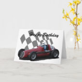 Vintages laufendes Auto-alles Gute zum Geburtstag Karte (Gelbe Blume)