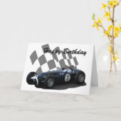 Vintages laufendes Auto-alles Gute zum Geburtstag Karte (Gelbe Blume)