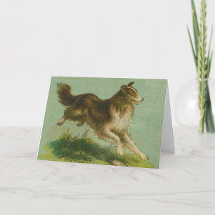 Vintages laufendes Collie notecard Karte