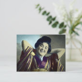 Vintages Laughing japanischer Mädchen Postkarte (Stehend Vorderseite)