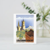 Vintages Lausanne-Ouchy Switzerland Reiseplakat Postkarte (Stehend Vorderseite)