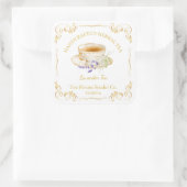 Vintages Lavendel Tea Square Label Quadratischer Aufkleber (Tasche)