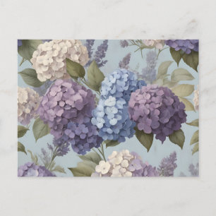 Vintages Lavendel und Hydrangea Floral Postkarte