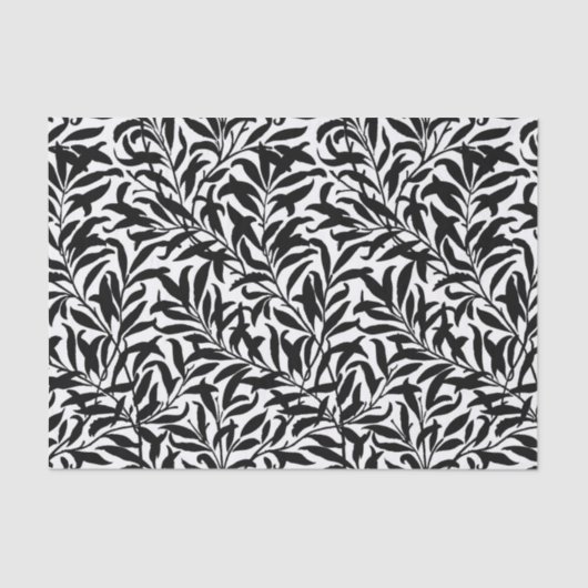 Vintages Leaf Botanisches Muster Schwarz-Weiß BW Seidenpapier (Vorderseite)