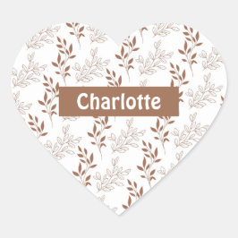 Vintages Leaf-Muster Herz-Aufkleber