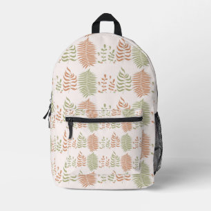 Vintages Leaf-Muster in grün-rot Retro Bedruckter Rucksack