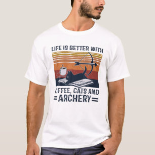 Vintages Leben ist besser mit Kaffee, Katzen und A T-Shirt