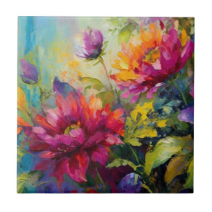 Vintages, lebendiges Blumenbild Fliese