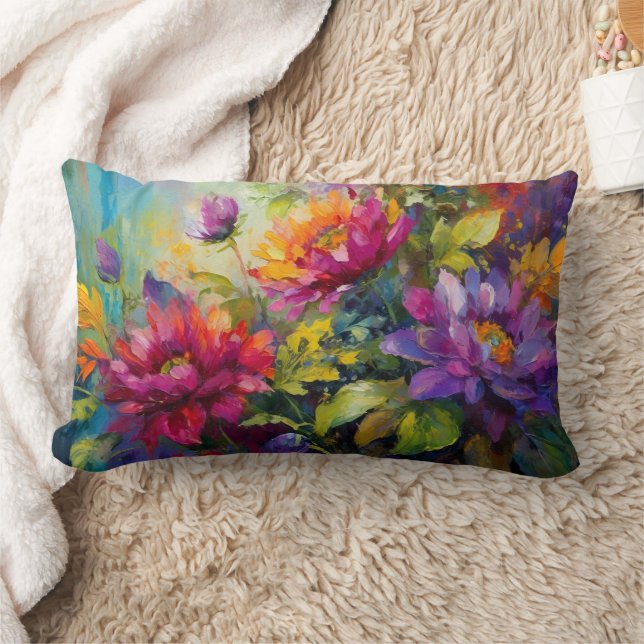 Vintages, lebendiges Blumenbild Lendenkissen (Decke)