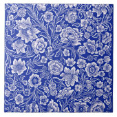 Vintages, lebendiges Blumenmuster Fliese (Vorderseite)