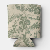 Vintages, lebendiges grünes Blumenmuster Dosenkühler (Rückseite)