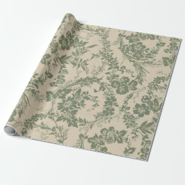 Vintages, lebendiges grünes Blumenmuster Geschenkpapier