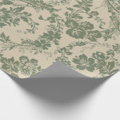 Vintages, lebendiges grünes Blumenmuster Geschenkpapier (Ecke)