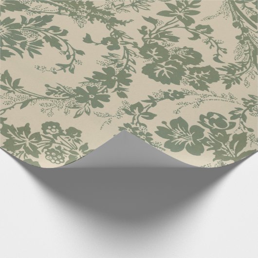 Vintages, lebendiges grünes Blumenmuster Geschenkpapier (Ecke)