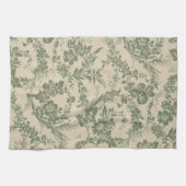 Vintages, lebendiges grünes Blumenmuster Geschirrtuch (Horizontal)