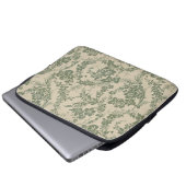 Vintages, lebendiges grünes Blumenmuster Laptopschutzhülle (Vorne Knopf)