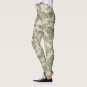 Vintages, lebendiges grünes Blumenmuster Leggings (Links)