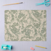 Vintages, lebendiges grünes Blumenmuster Seidenpapier (Basteln)