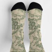 Vintages, lebendiges grünes Blumenmuster Socken (Oben)