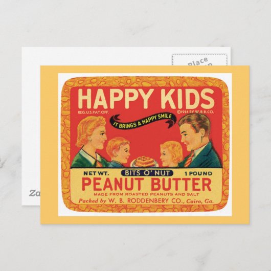 Vintages Lebensmittel für Erdnussbutter Postkarte (Vorne/Hinten)