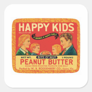 Vintages Lebensmittel für Erdnussbutter Quadratischer Aufkleber