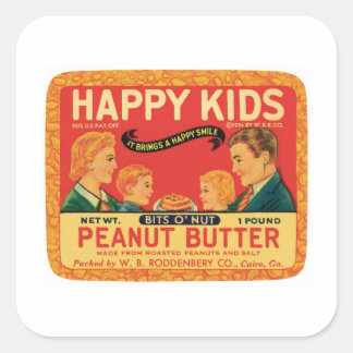 Vintages Lebensmittel für Erdnussbutter Quadratischer Aufkleber