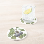 Vintages Lebensmittelobst, Lila Gartenpflanzen von Sandstein Untersetzer (Seite)