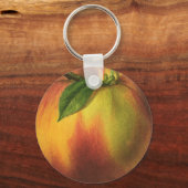 Vintages Lebensmittelobst, reife Bio Pfirsich mit  Schlüsselanhänger (Vorderseite)