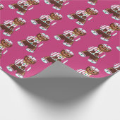 Vintages Lebkuchen-Mann-Rosa-Weihnachten Geschenkpapier (Ecke)